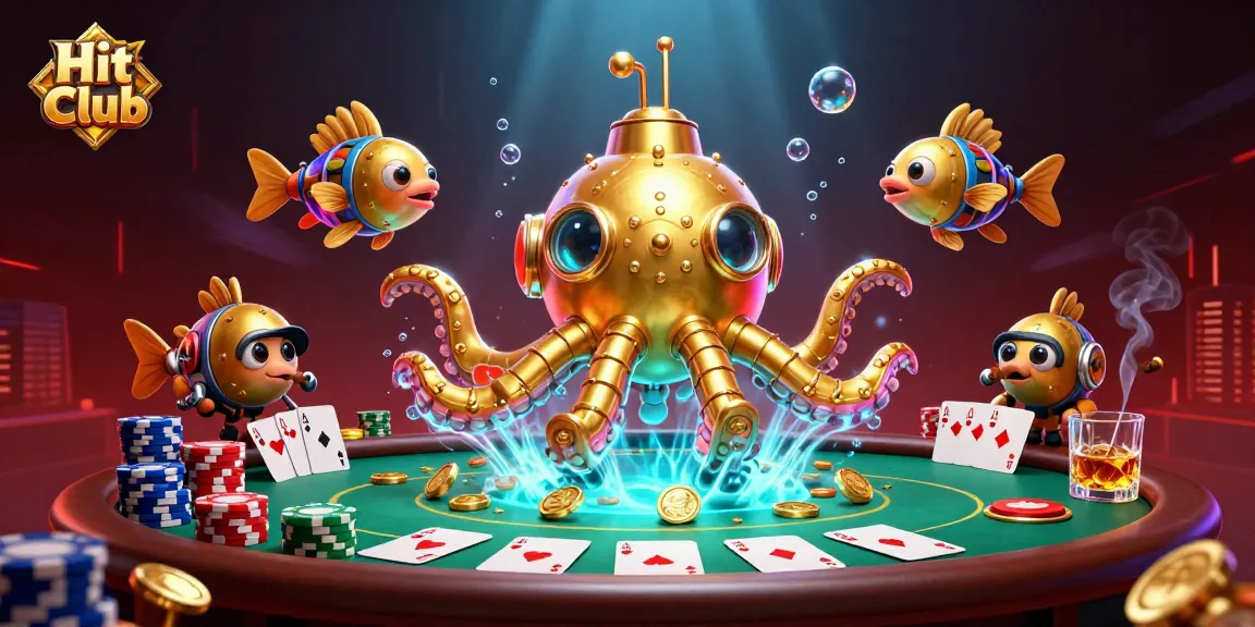 Experience thrilling action at Hit Club with an underwater casino featuring a golden kraken and poker elements.