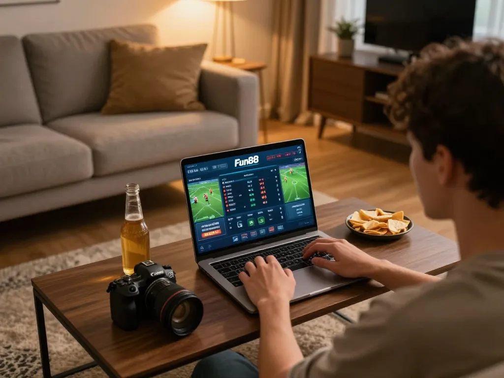 Engaging in online sports betting using the Fun88 app at home for a thrilling experience.