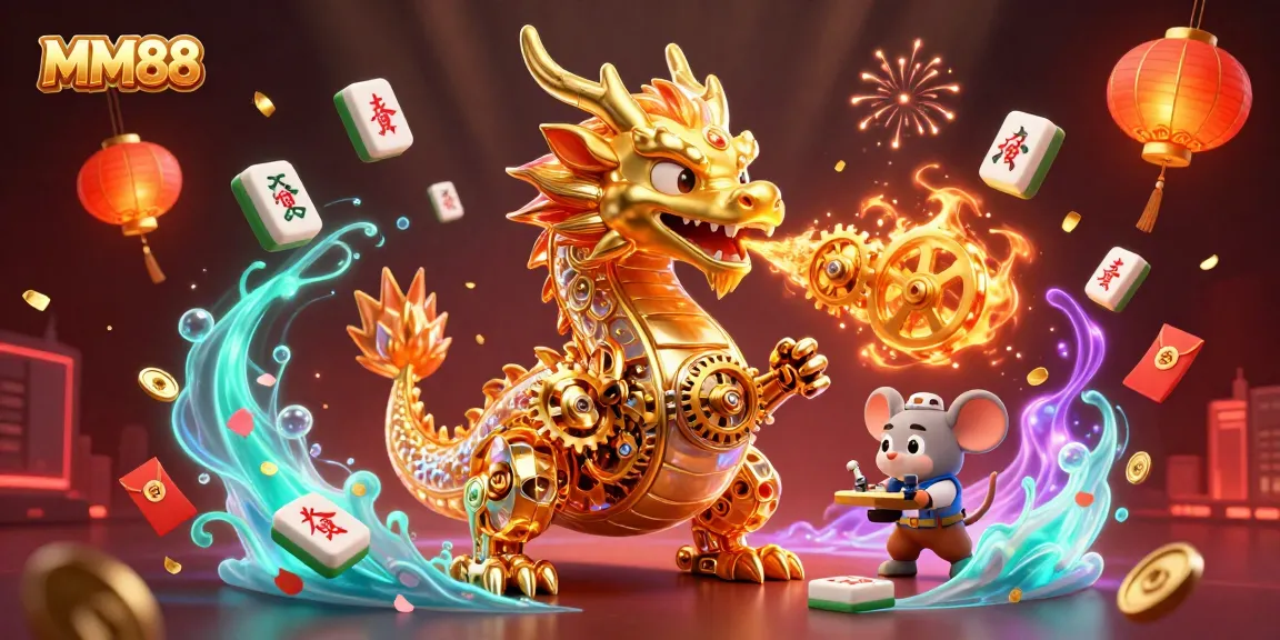 Engage in thrilling MM88 experiences with the golden dragon, vibrant Mahjong, and festive elements.