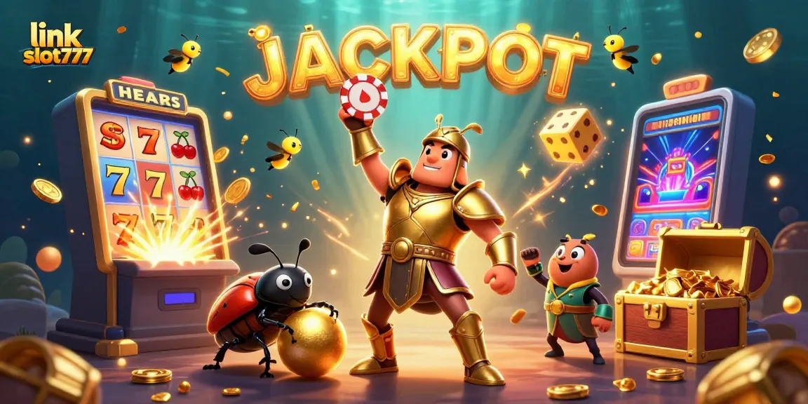 Engage in exciting gameplay with link slot777, showcasing vivid characters and dynamic casino elements.