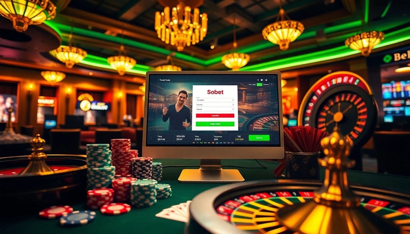Engage in sbobet login indonesia for thrilling online betting experiences; vibrant casino elements enhance the atmosphere.