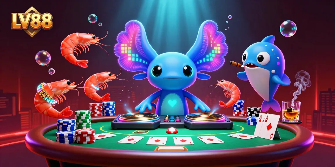 Experience vibrant LV88 casino action with neon characters and dynamic poker gameplay.