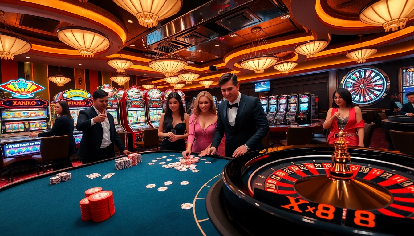 Experience the thrill of gambling at XX88 with vibrant tables and engaged players.