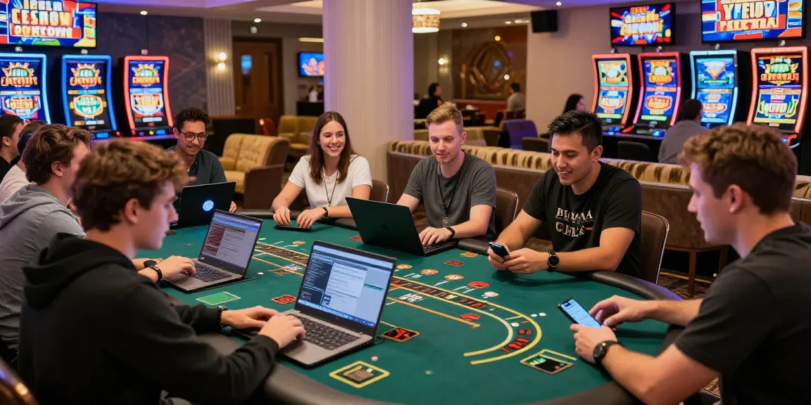 Engaging atmosphere at https://euf.co.uk showcasing players enjoying credit card casino games with vibrant graphics.