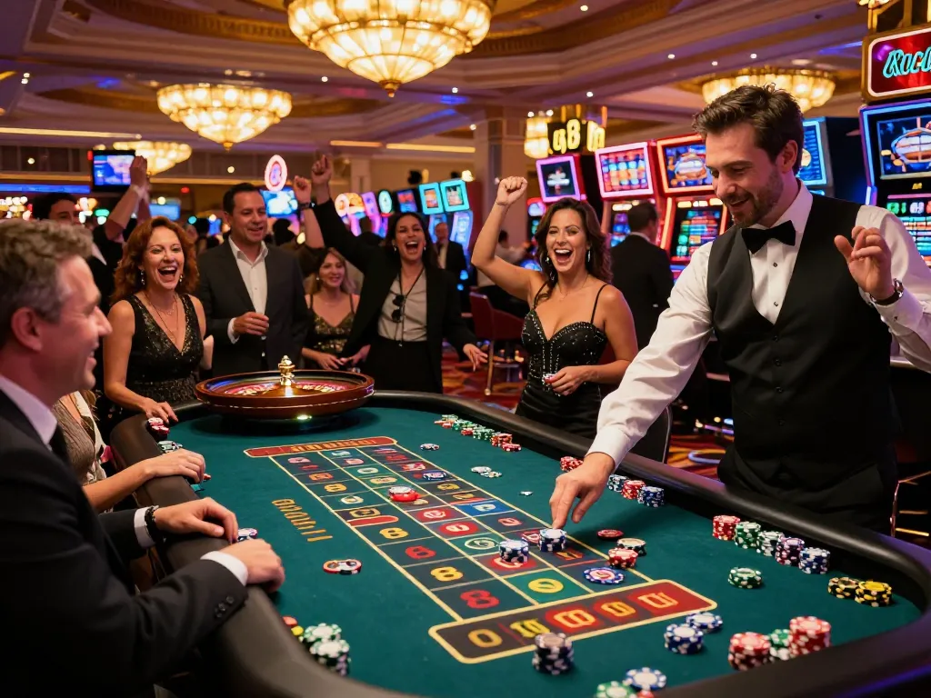 Experience the vibrant gaming atmosphere at kp88 com with players enjoying a thrilling roulette game.