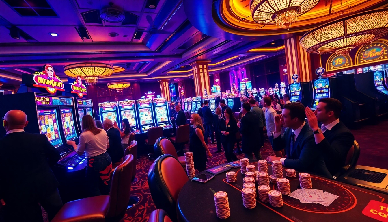 Players enjoying the excitement of slot gacor games in a luxurious casino setting.