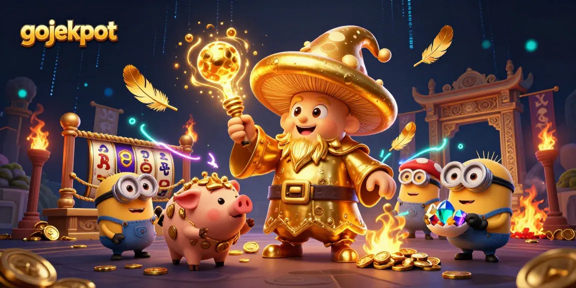 Experience the thrill of gojekpot with magical characters in a vibrant casino setting.
