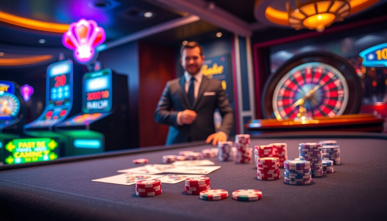 Experience high-stakes gaming at Ga6789 with vibrant casino tables and engaging dealers.
