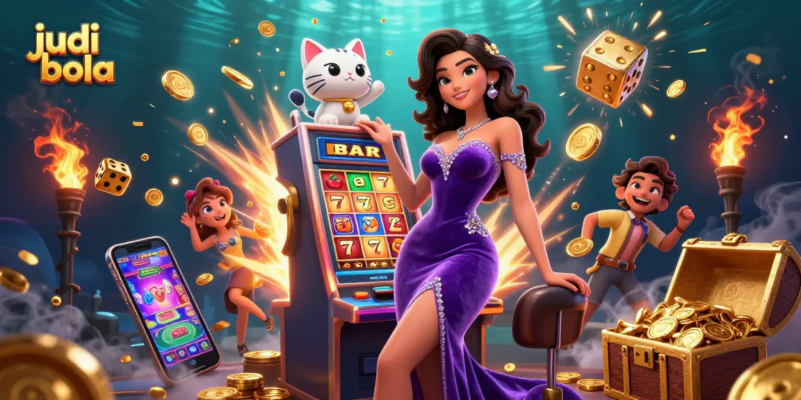 Experience judi bola with a glamorous woman celebrating a jackpot win at a vibrant casino.