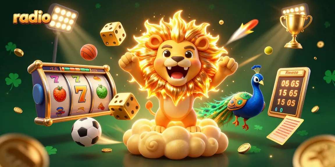 Engage in thrilling slot action with WIN79 Radio's 3D illustrated scene filled with excitement.
