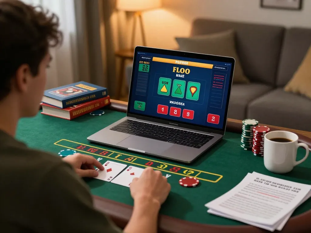 Kuwin player enjoying live dealer blackjack in a cozy home setting with strategy notes