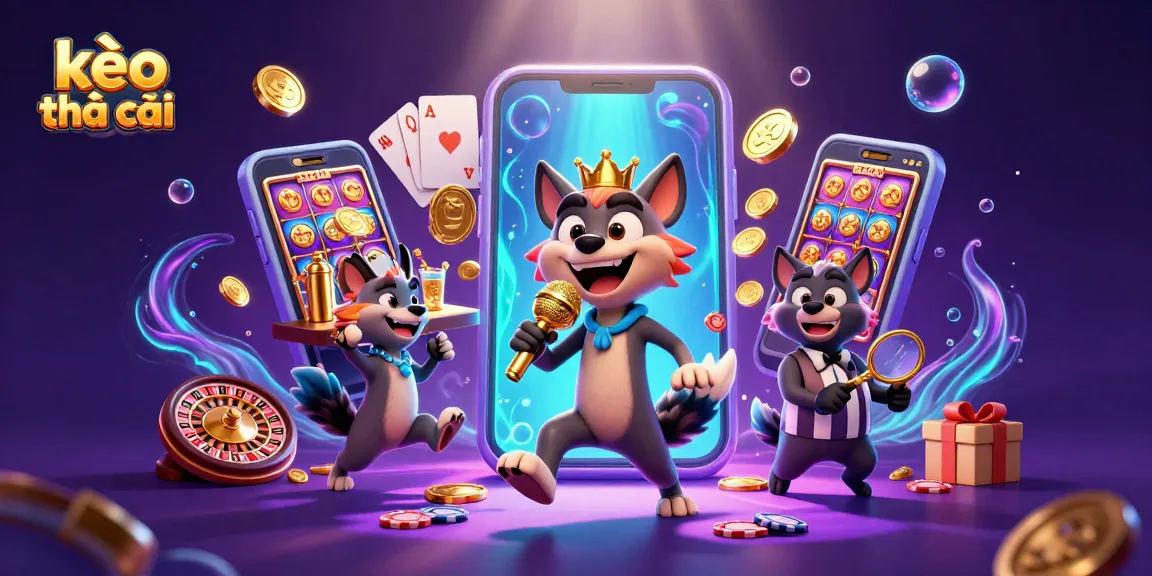 Experience kèo nhà cái in a vibrant casino scene with hyena characters and dynamic gaming elements.