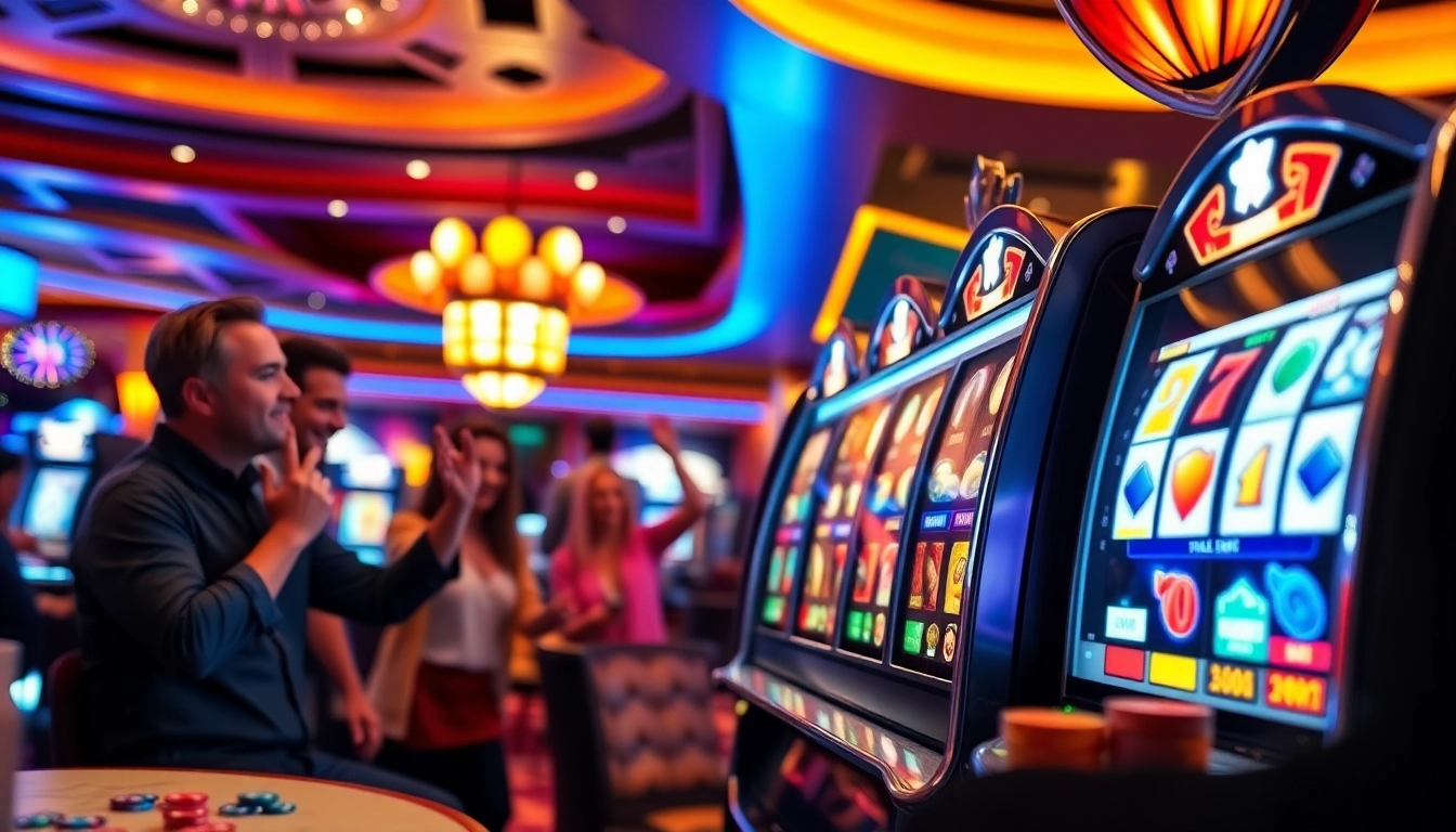 Slot gampang menang yang mengasyikkan dengan mesin slot berwarna-warni di kasino.