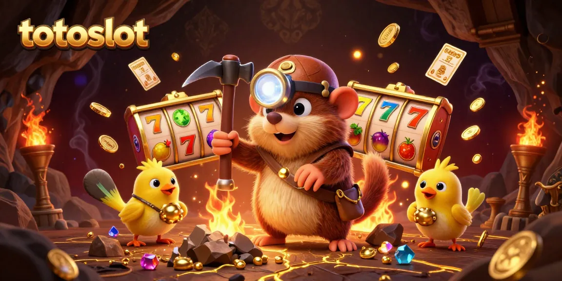 Experience exciting gameplay with toslots and golden treasures in this vibrant casino scene.