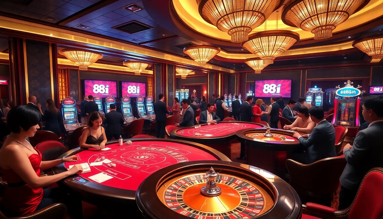Exciting casino gameplay at 88i featuring vibrant roulette and baccarat tables.