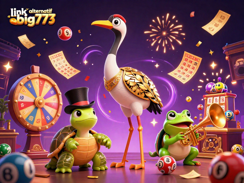 Experience excitement with link alternatif big777, featuring vibrant lottery balls and playful characters.