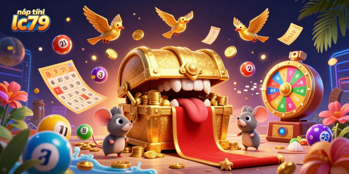 Nạp tiền lc79 để nhận quà khi chơi game trực tuyến với hộp kho báu và bóng xổ số.