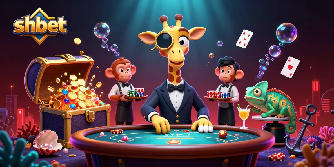 Witness the excitement at shbet's virtual casino with the high-roller giraffe and gaming elements in action.