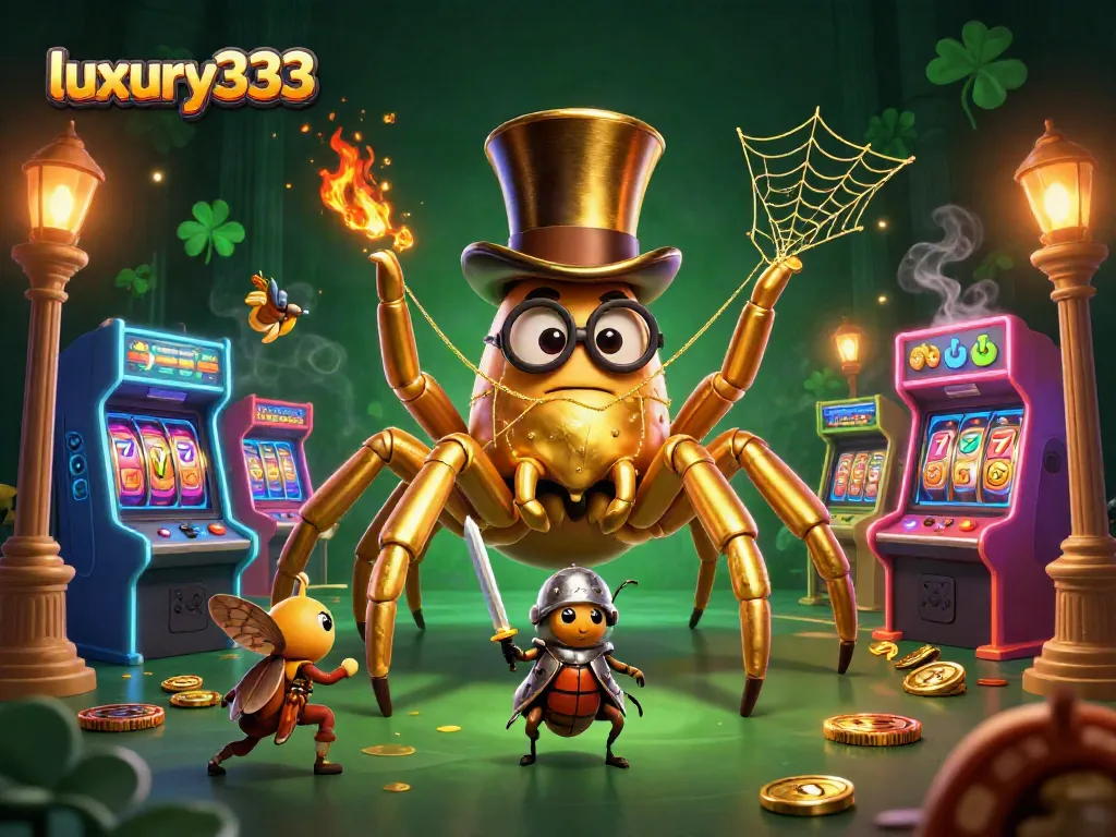 Slot dan keberuntungan di luxury333 dengan tarantula emas dan ksatria kecil.