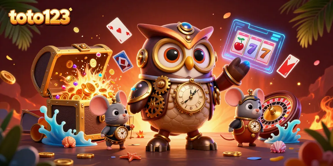 Experience thrilling wins with toto123 showcasing steampunk gambling adventure and vibrant casino elements.