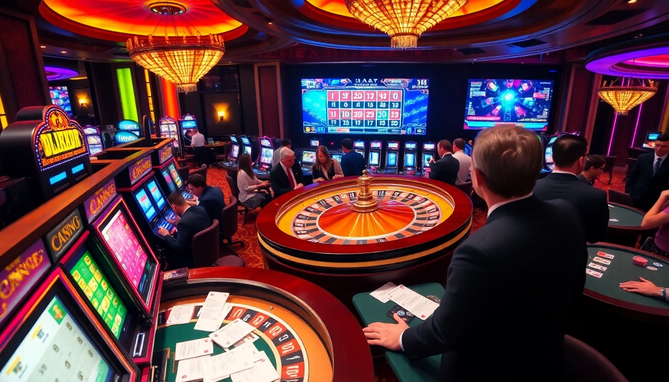 Exciting gameplay scene at https://vj88.com/ with players enjoying roulette and slots.