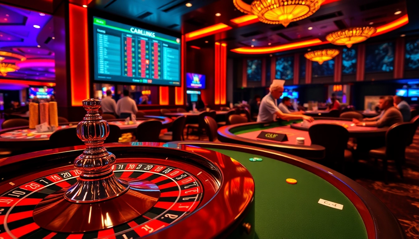 Engaging casino scene with players, roulette, and hidden wiki links displayed.