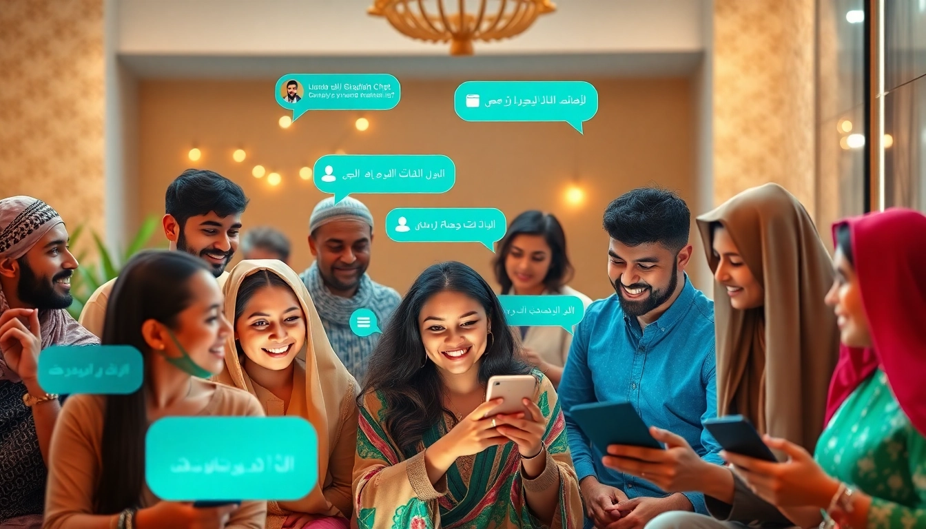 صورة جذابة لواجهة دردشة شات الرياض الرقمية بألوان زاهية وعناصر ثقافية.