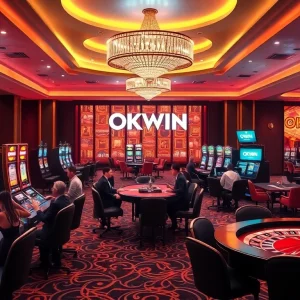 Experience thrilling gambling at OKWIN with vibrant slot machines, elegant tables, and immersive gameplay.