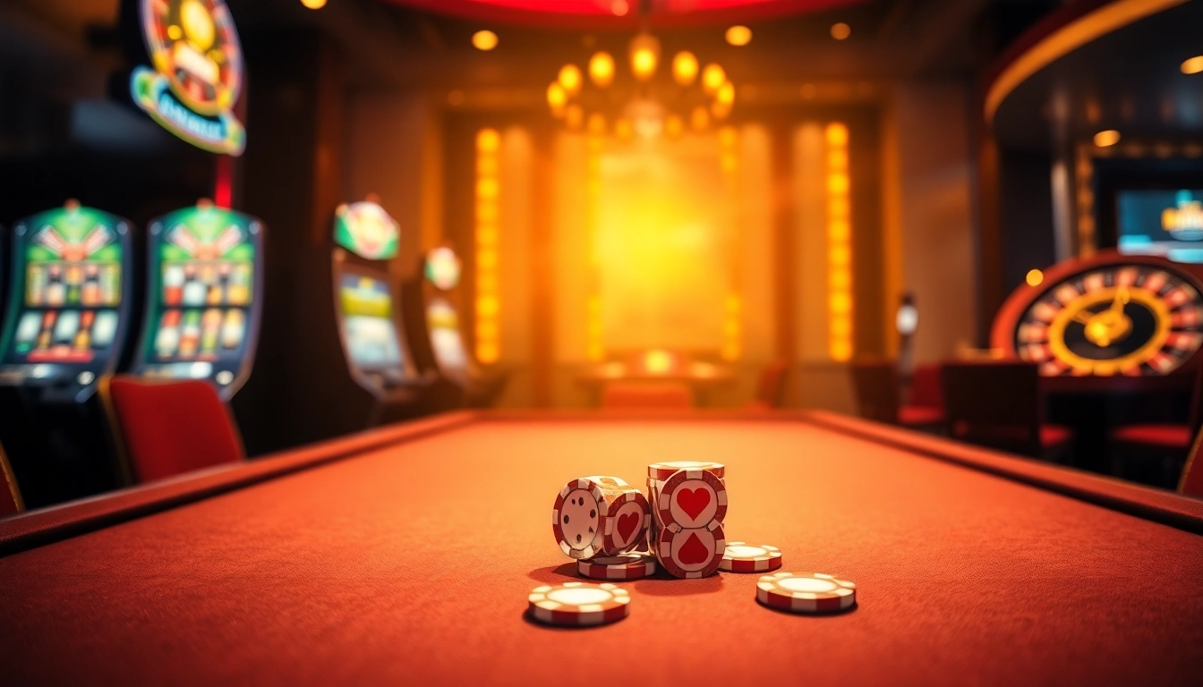 Engaging poker scene with vibrant chips and dice at MB 66 casino.