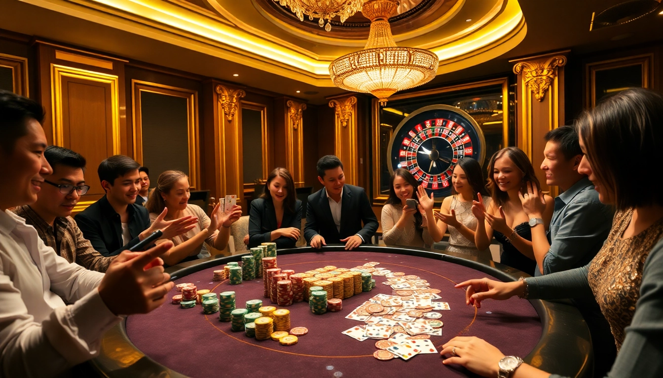 Experience high-stakes excitement at MM88 with a vibrant poker game in a luxurious setting.