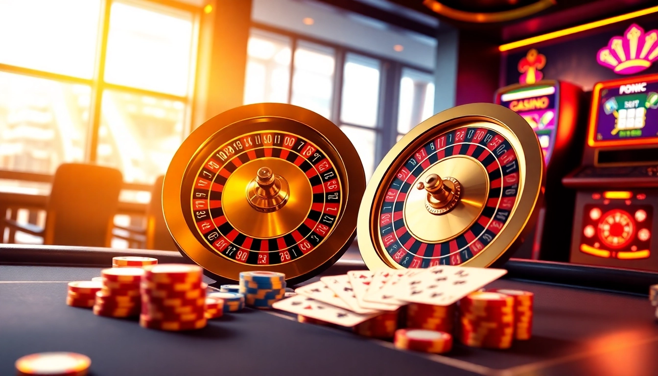 Pahala4d interactive online casino scene showcasing roulette and poker excitement.