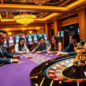 Players engage in thrilling MK8-themed card game at a luxurious casino table.