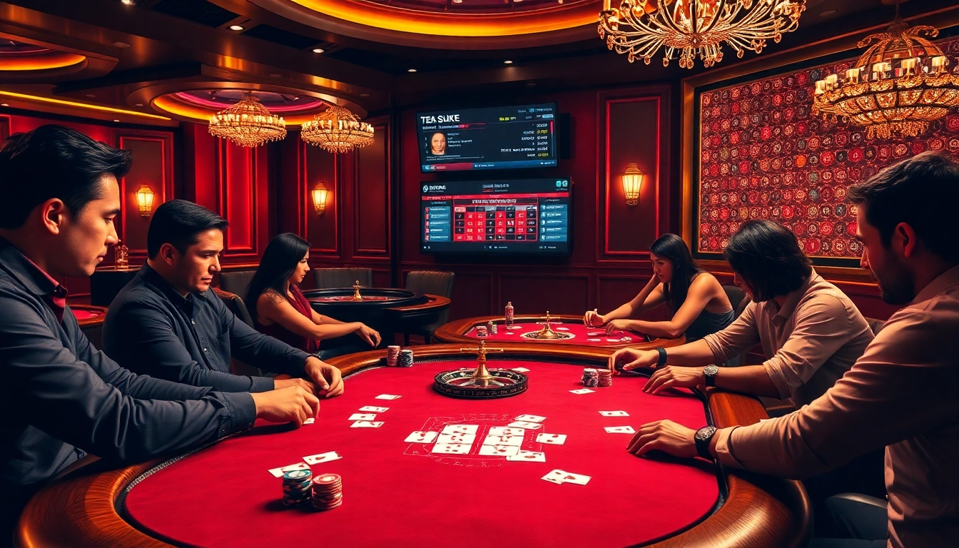 Players compete in Texas Hold'em at https://789f.town/, experiencing luxury casino excitement with vibrant poker tables.