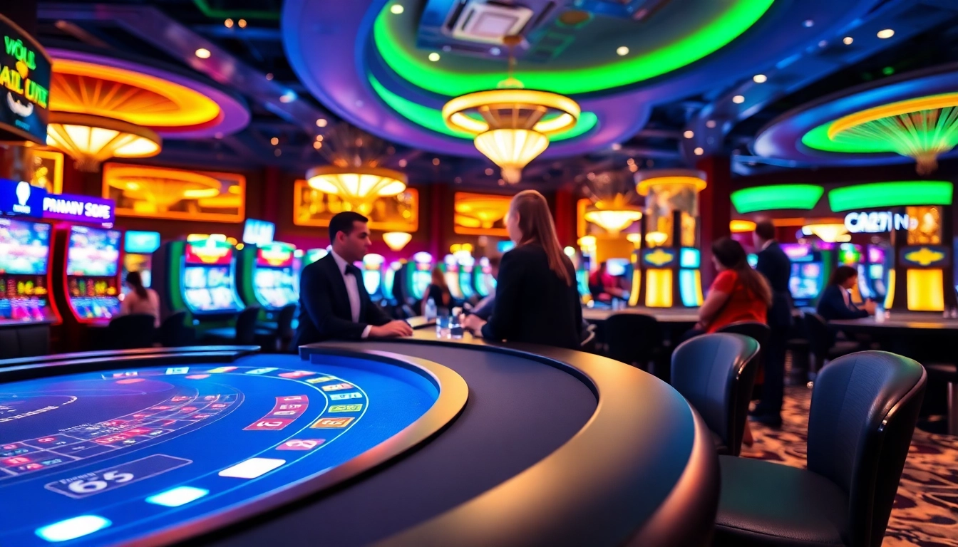 에볼루션 카지노의 실시간 딜러와 상호작용하는 생동감 있는 카지노 장면