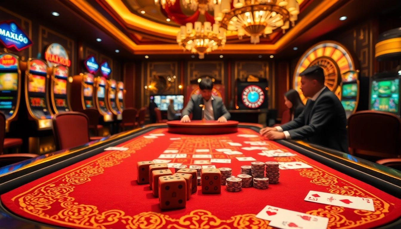 Link tải tài xỉu go88 showcased at a vibrant casino with luxurious gaming experience.