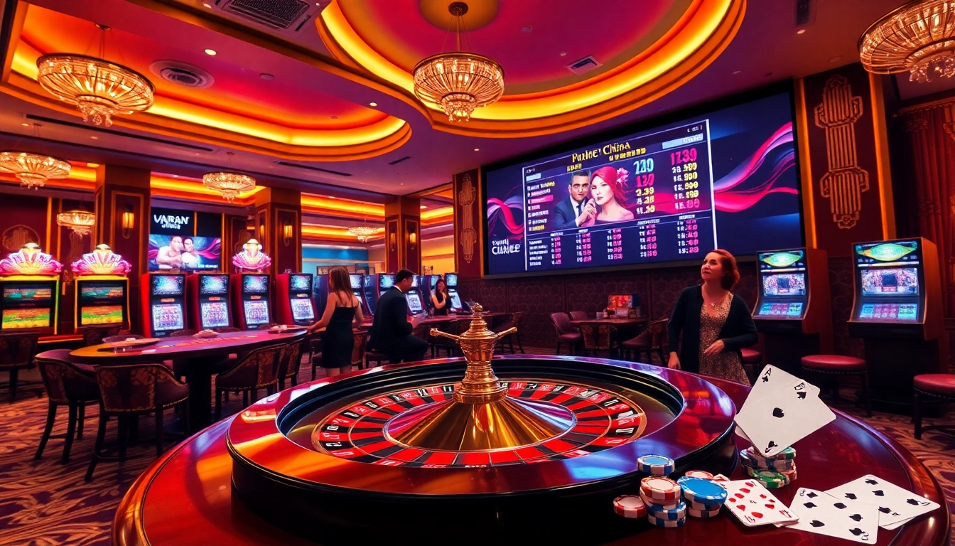 Keluaran china results displayed in a vibrant casino with engaging players at a roulette table.