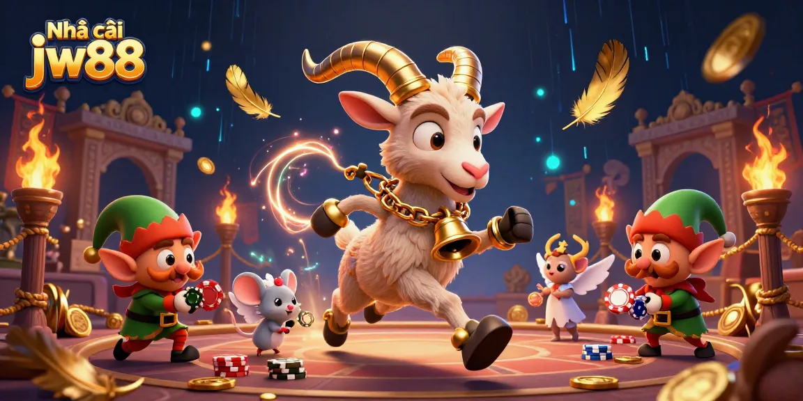 Engage in thrilling experiences at Nhà cái jw88 with enticing gambling activities, as festive characters play amidst dynamic casino elements.